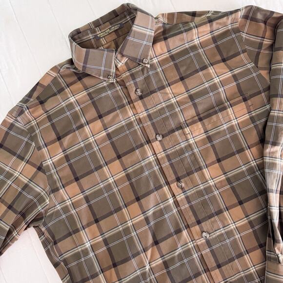 Cabela's Button Down Mens MEDIUM Long Sleeve Brown Plaid. Fall. Neutral - Picture 1 of 5